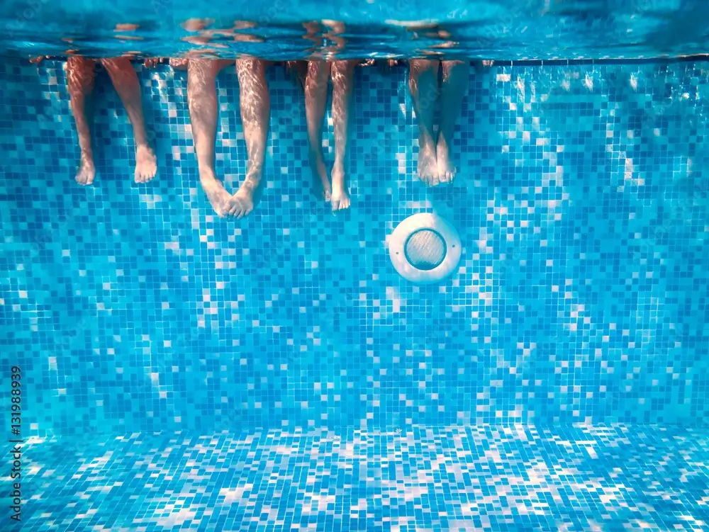 Close-up of sparkling clear pool water